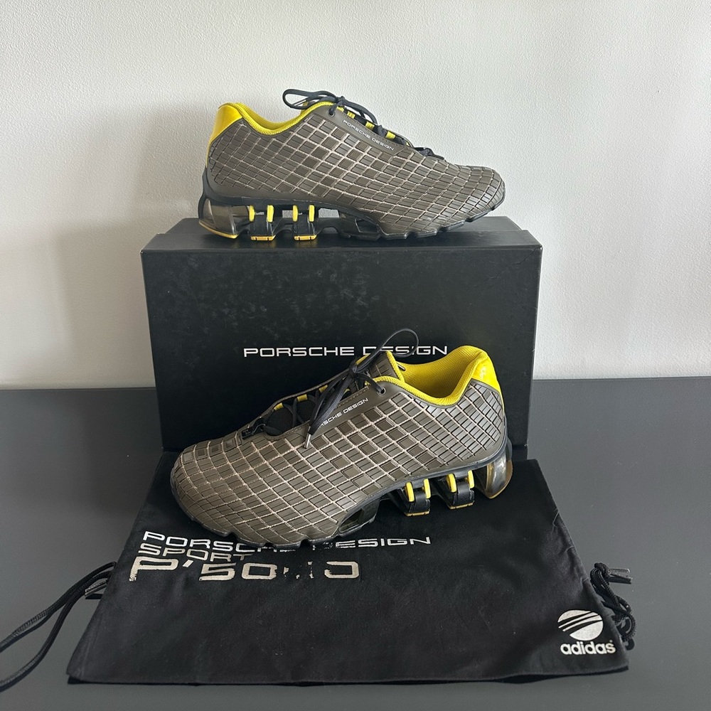 Porsche/Adidas Unisex Athletic Shoes in Gray and Yellow